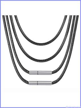 4pcs Wax Rope Necklace Cords 2mm Braided Chain Set with Clasp for Pendants DIY